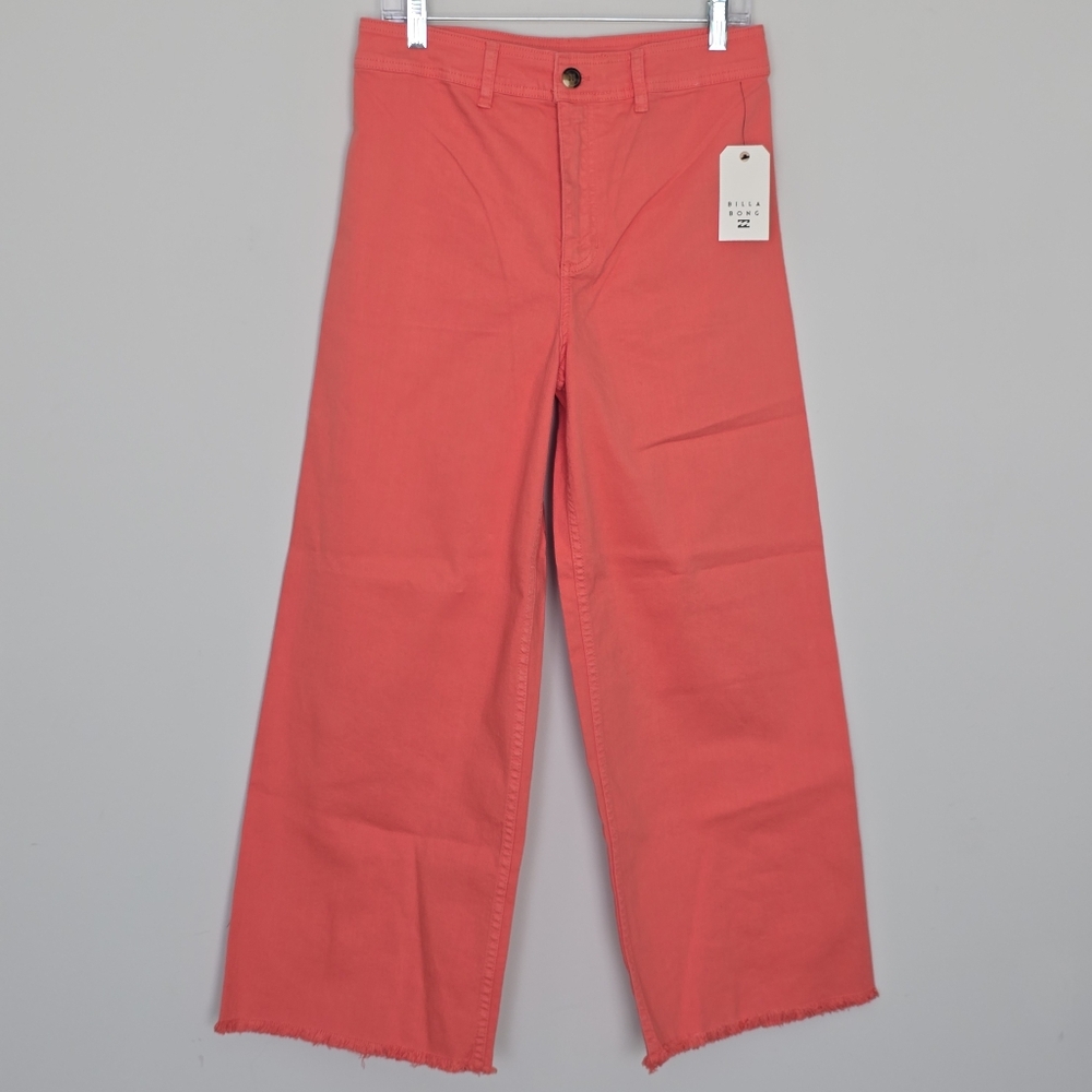 Billabong High Rise Crop Wide Leg Jeans 31 Women Orange Coral NWT